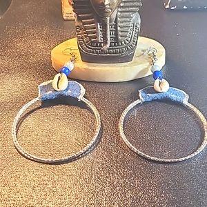 5 inches in length Cowrie shells hoops earrings